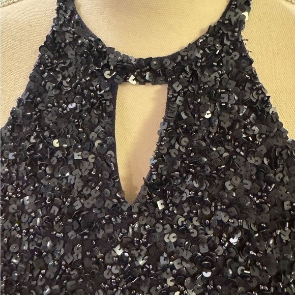 Parker Black Women's Size 8 Black Sequin Halter Dress Party Cocktail - Picture 7 of 16